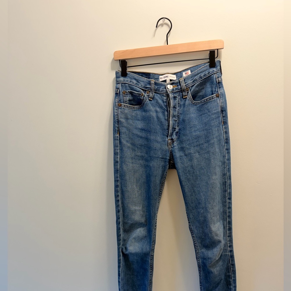 RE/DONE Originals Comfort Stretch High Rise Stove Pipe Jeans – Size 25 - Picture 2 of 6
